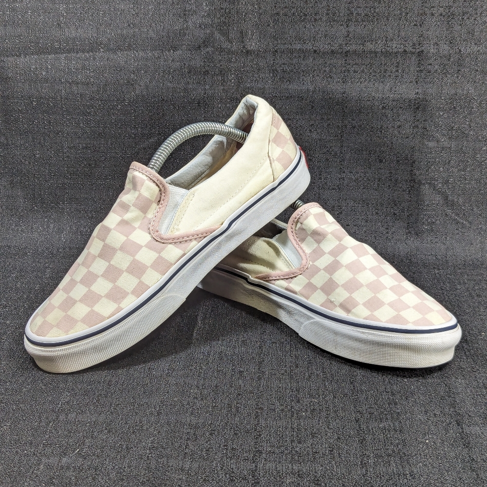 Vans Pink and Cream Checkered Sneakers